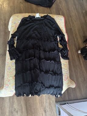 Black Long Sleeve Ruffled Tiered Dress